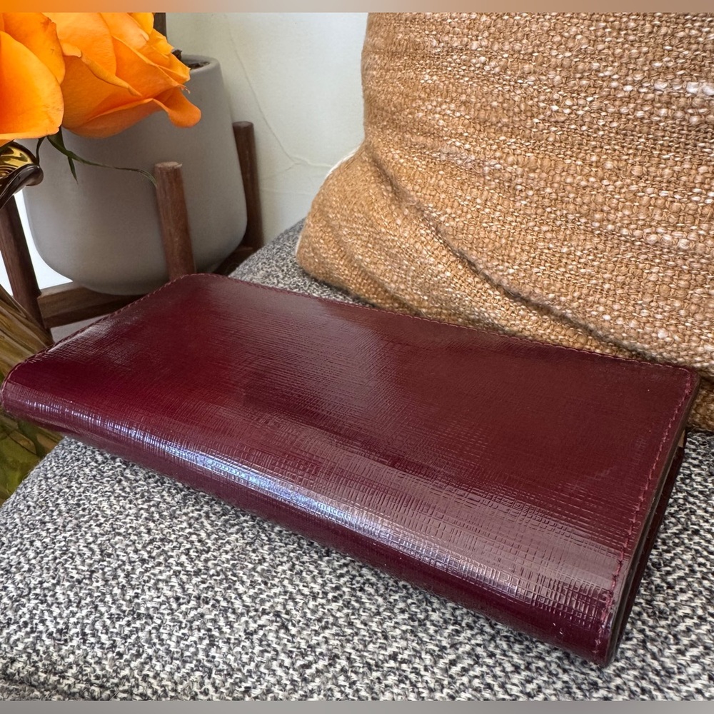 Coach Zip Wallet in Burgundy Textured Leather - Picture 10 of 15